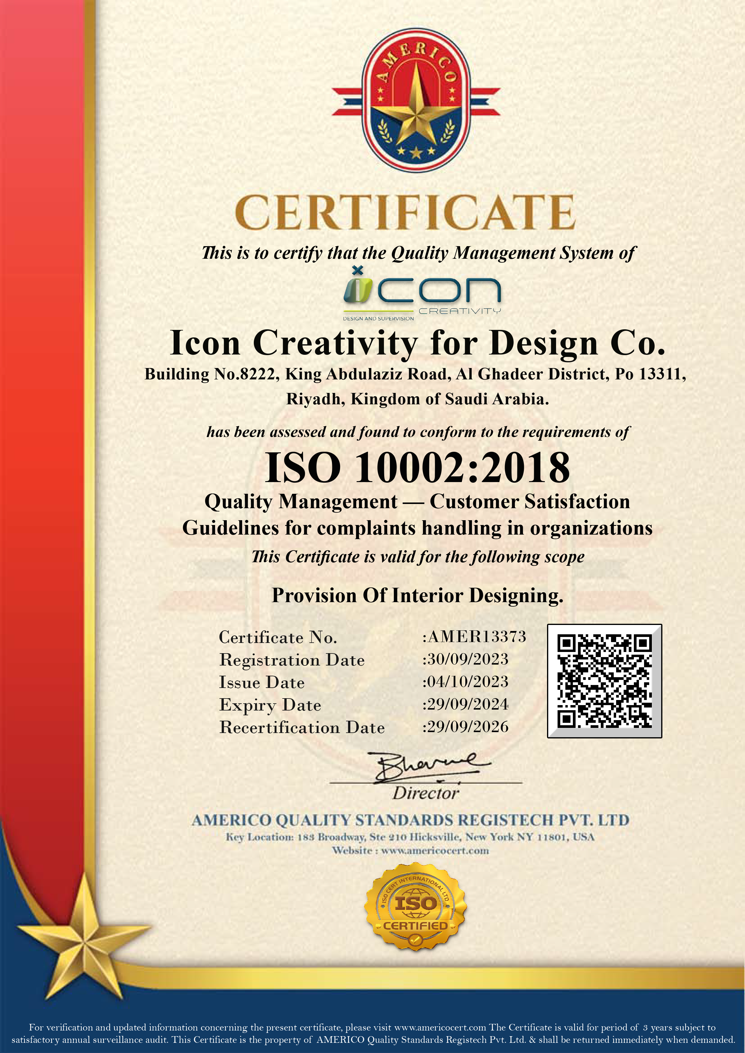 ISO 10002 Certified